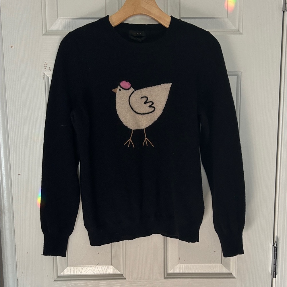 J. Crew Black Sweater with Bird Motif